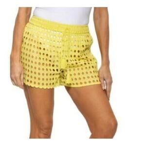 Dotti Women's Citrine Openwork Dot Drawstring-Waist Shorts XL NWT
